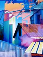 Mill Structures - acrylic on canvas, 34" x 44"